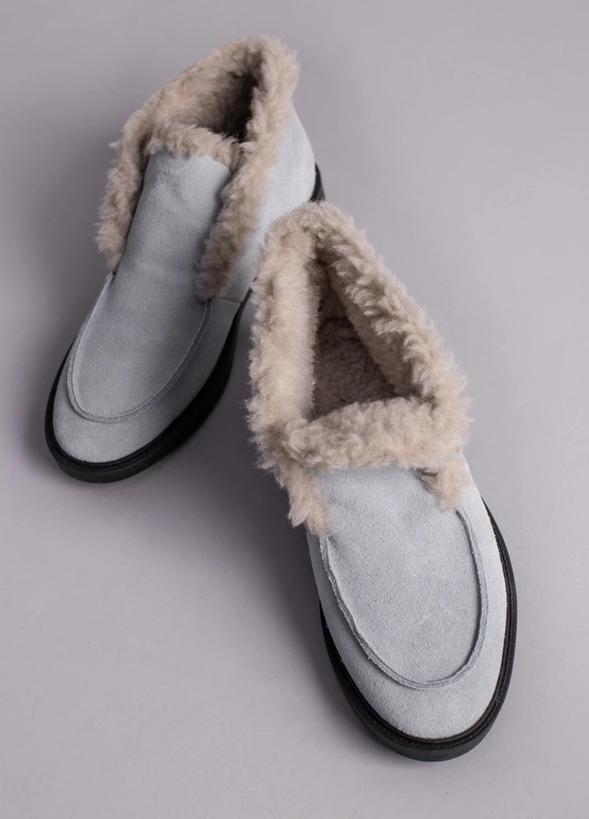 Brand Лоферы ShoesBand лоферы серый з натуральная замша, — зима (257136322)