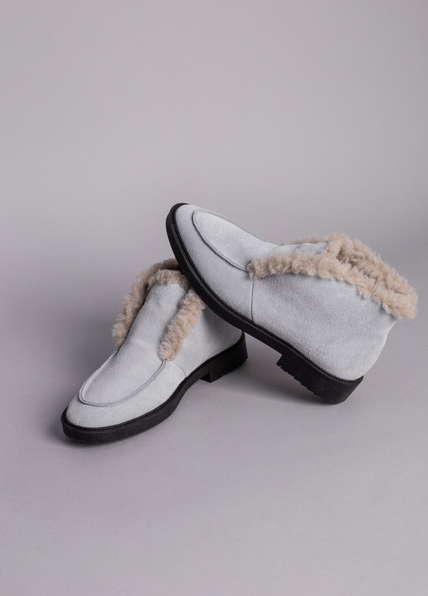 Brand Лоферы ShoesBand лоферы серый з натуральная замша, — зима (257136322)