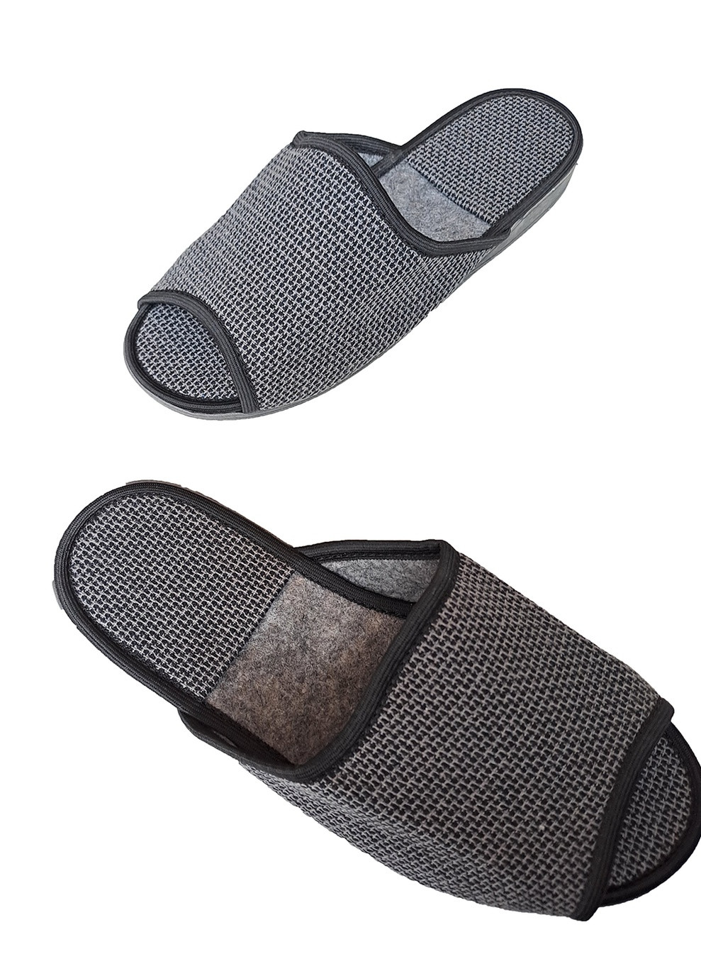 Серые мужские комнатные тапочки открытые Белста