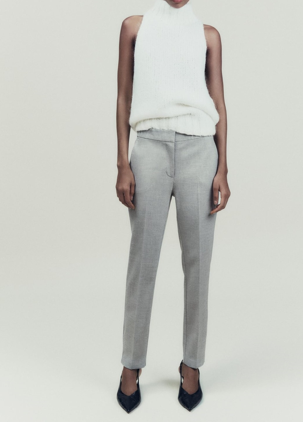 Светло-серые классические демисезонные брюки Zara