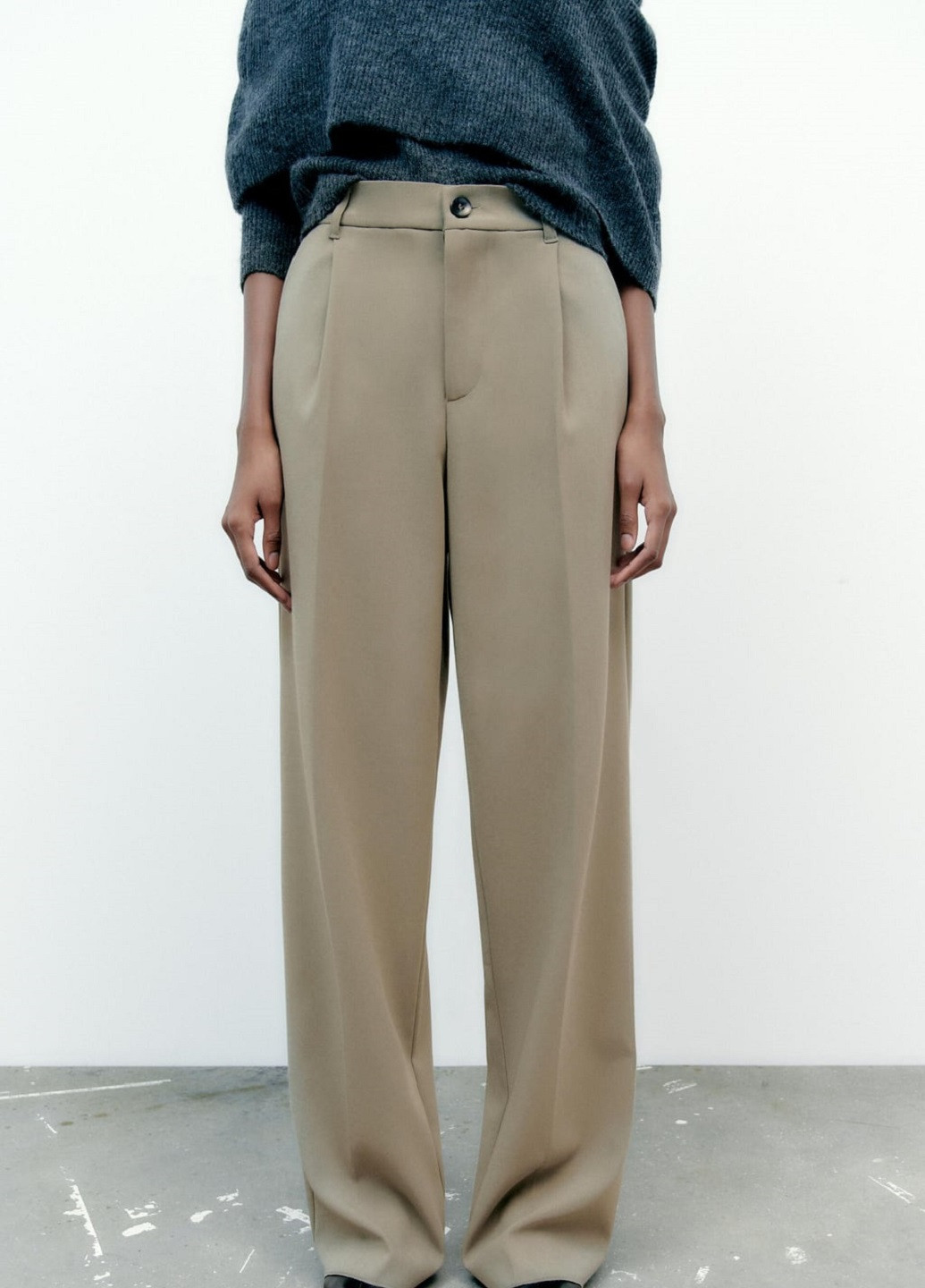 Бежевые кэжуал демисезонные брюки Zara