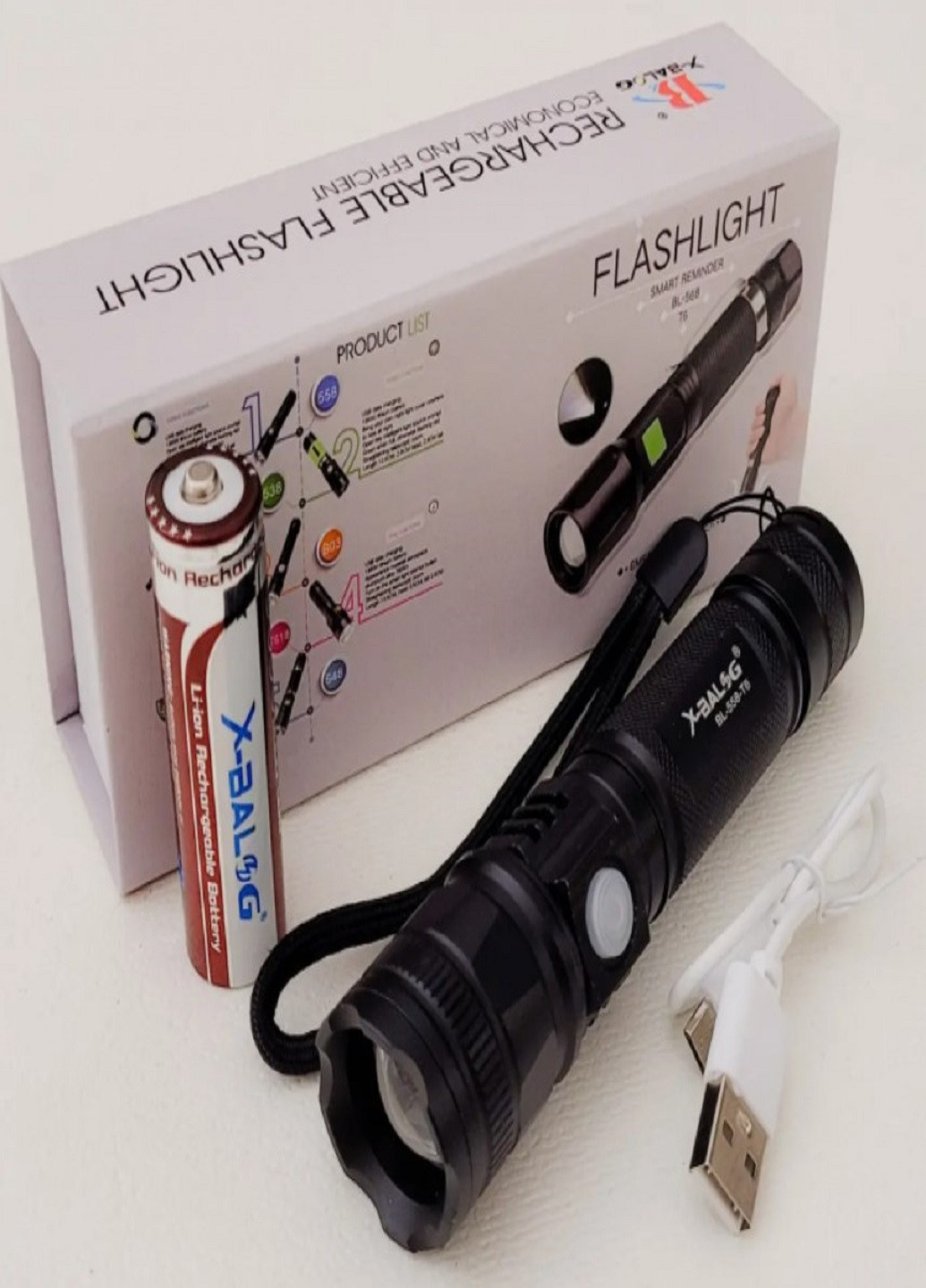 Ліхтар акумуляторний світлодіодний X-Balog ZOOM BL-558 діод T6 заряджання від USB No Brand (257135510)