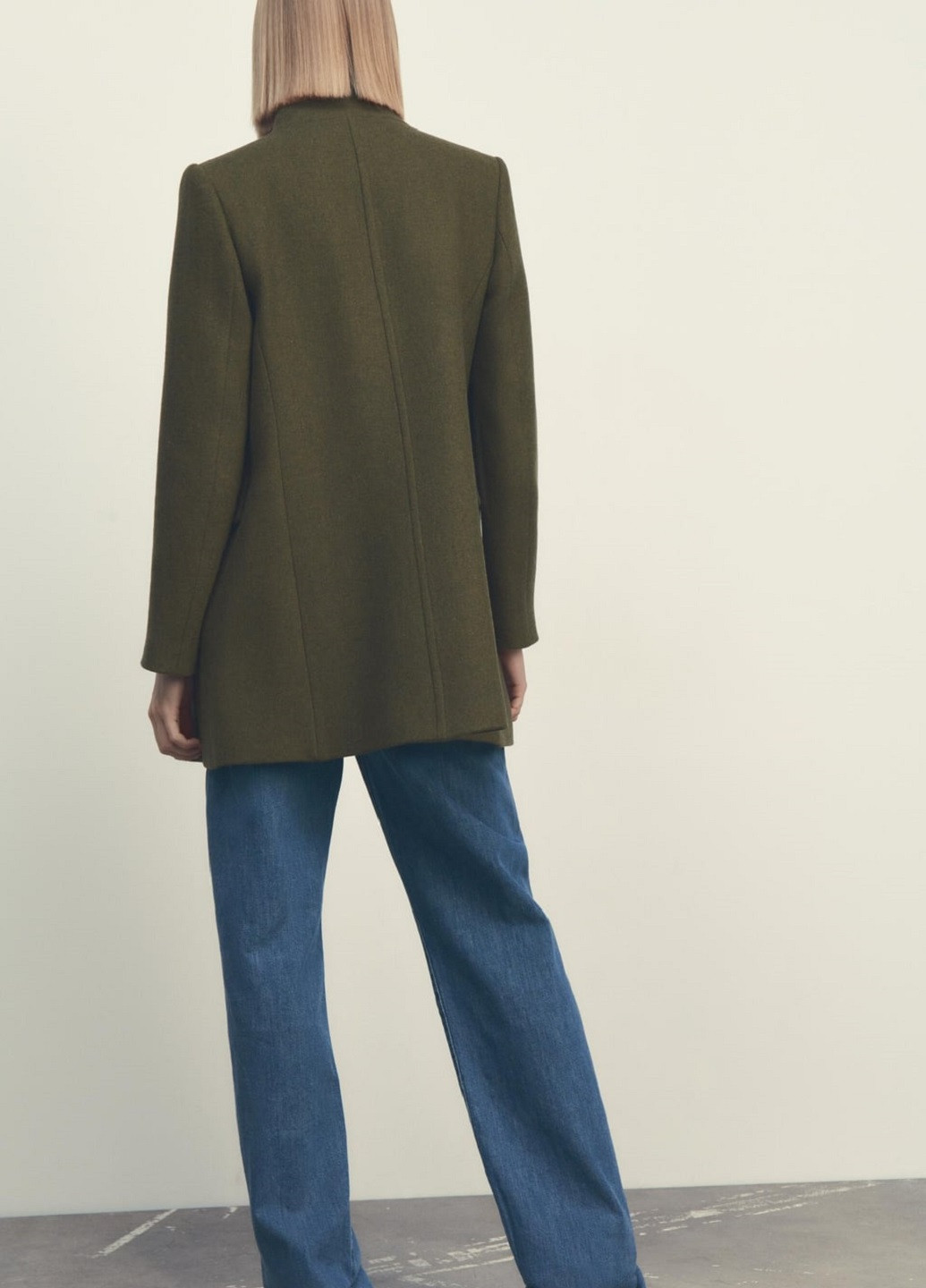 Оливковое (хаки) демисезонное Пальто Zara