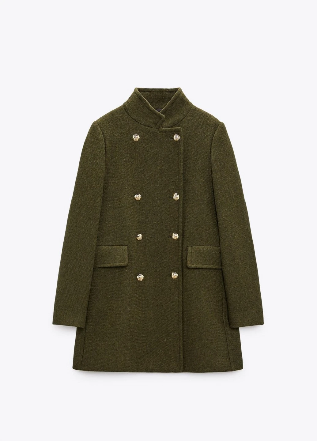 Оливковое (хаки) демисезонное Пальто Zara