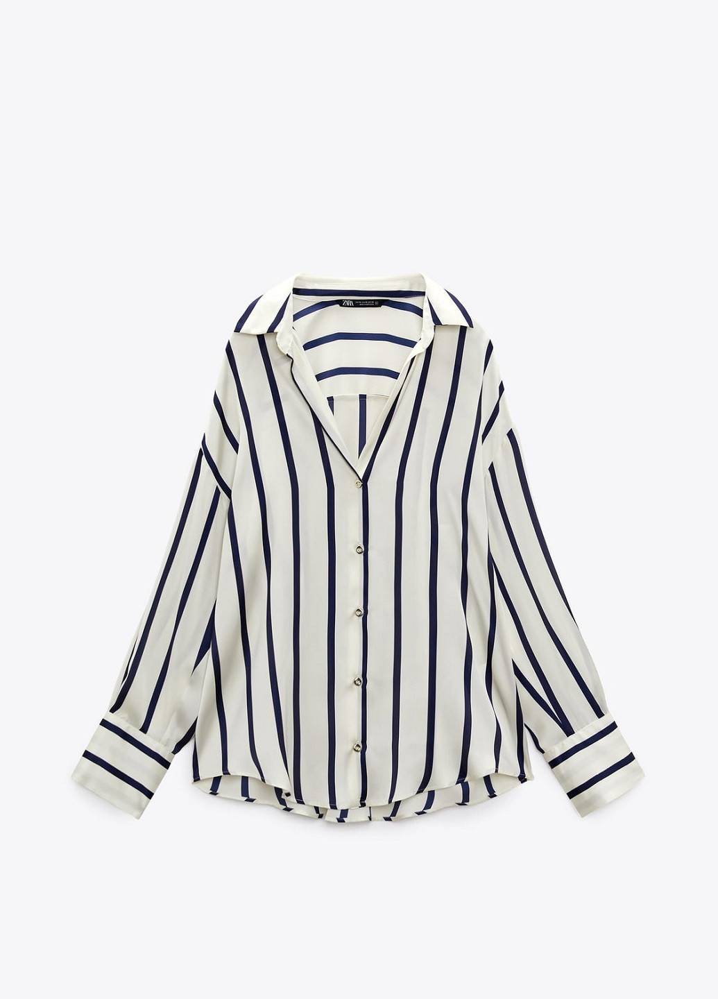 Молочная кэжуал рубашка в полоску Zara