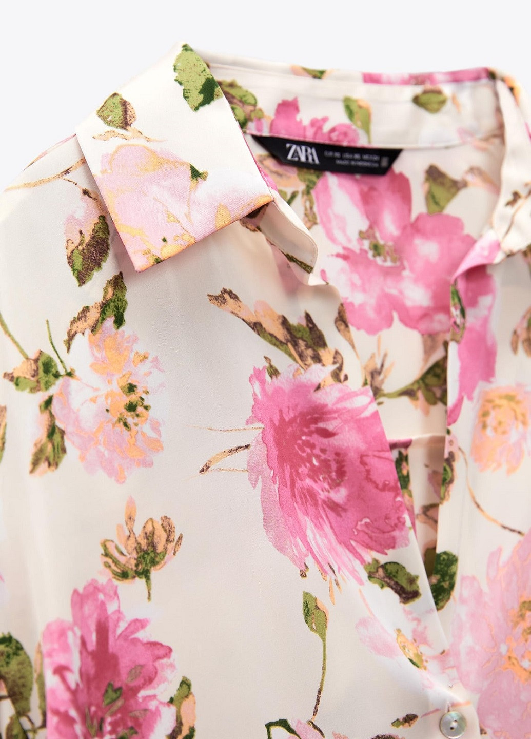 Светло-розовая кэжуал рубашка однотонная Zara