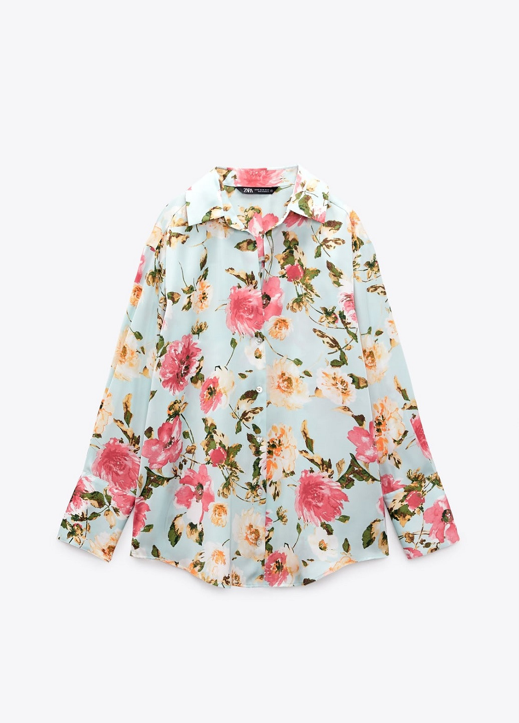 Светло-бирюзовая кэжуал рубашка с цветами Zara