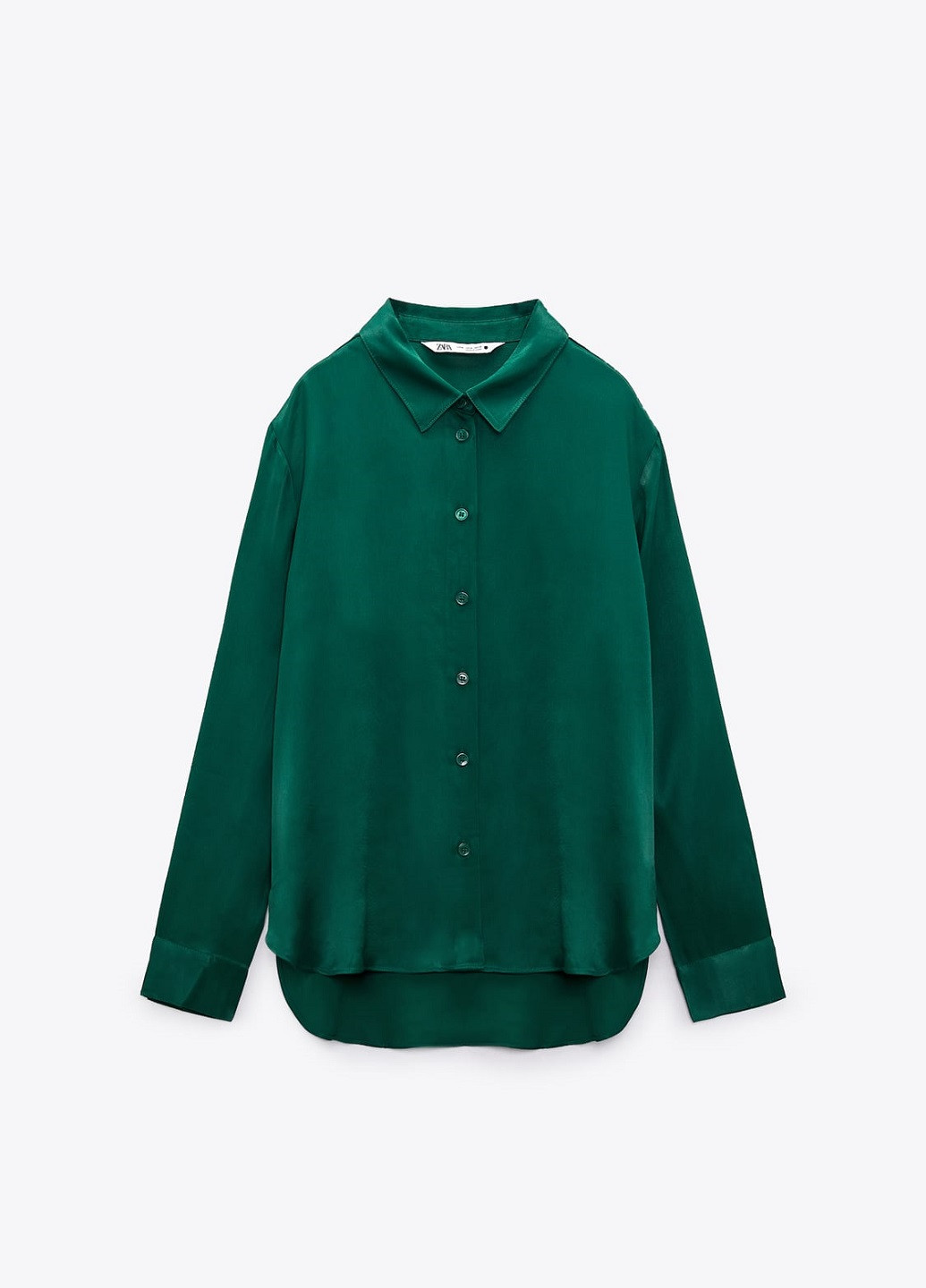 Зеленая кэжуал рубашка однотонная Zara
