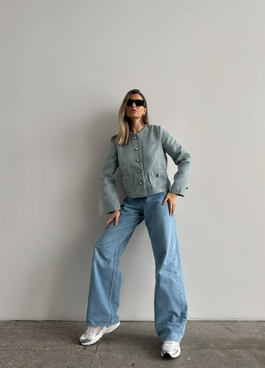 Білий жіночий жакет короткий на гудзиках ZF inspire (257130164)