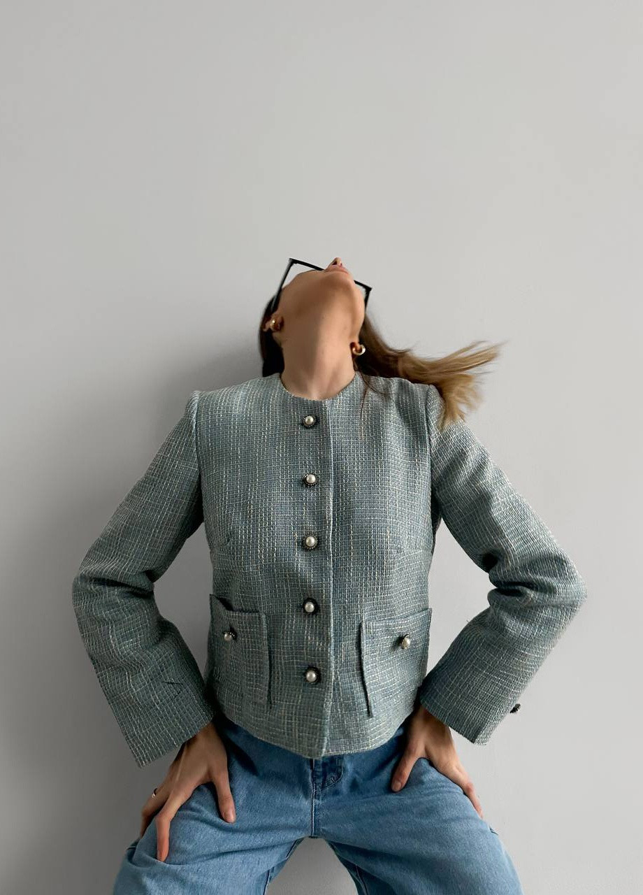 Білий жіночий жакет короткий на гудзиках ZF inspire (257130164)