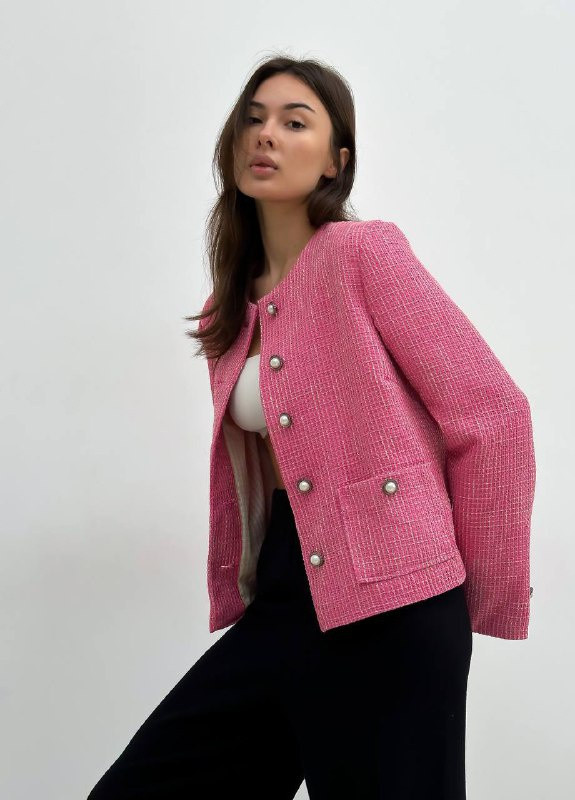 Білий жіночий жакет короткий на гудзиках ZF inspire (257130162)