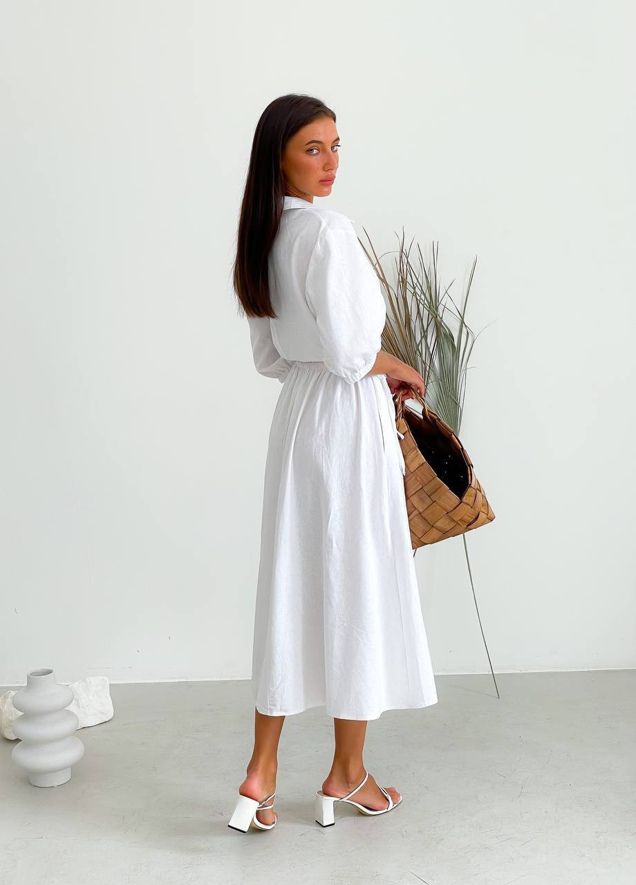 Білий кежуал плаття з вирізами з боків на талії ZF inspire