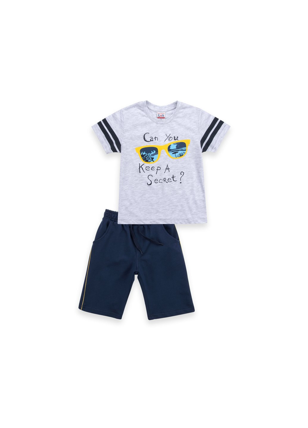Сірий літній набір дитячого одягу з окулярами (8776-86b-gray) E&H
