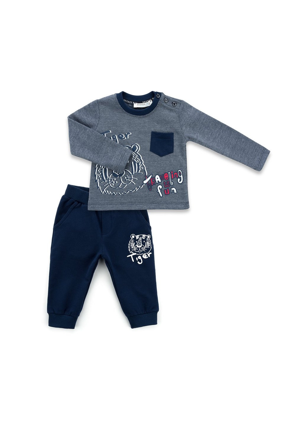 Голубой демисезонный набор детской одежды с тигром (10614-80b-blue) Breeze