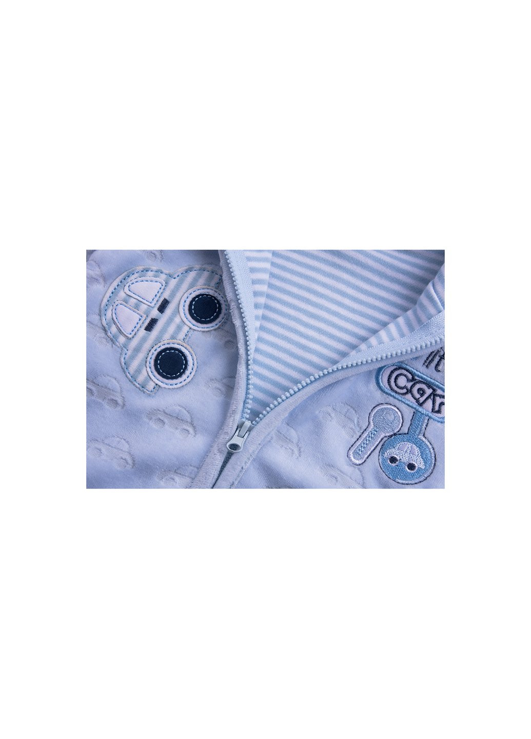 Комбинированный демисезонный набор детской одежды велюровый голубой c капюшоном (ep6206.nb) Luvena Fortuna