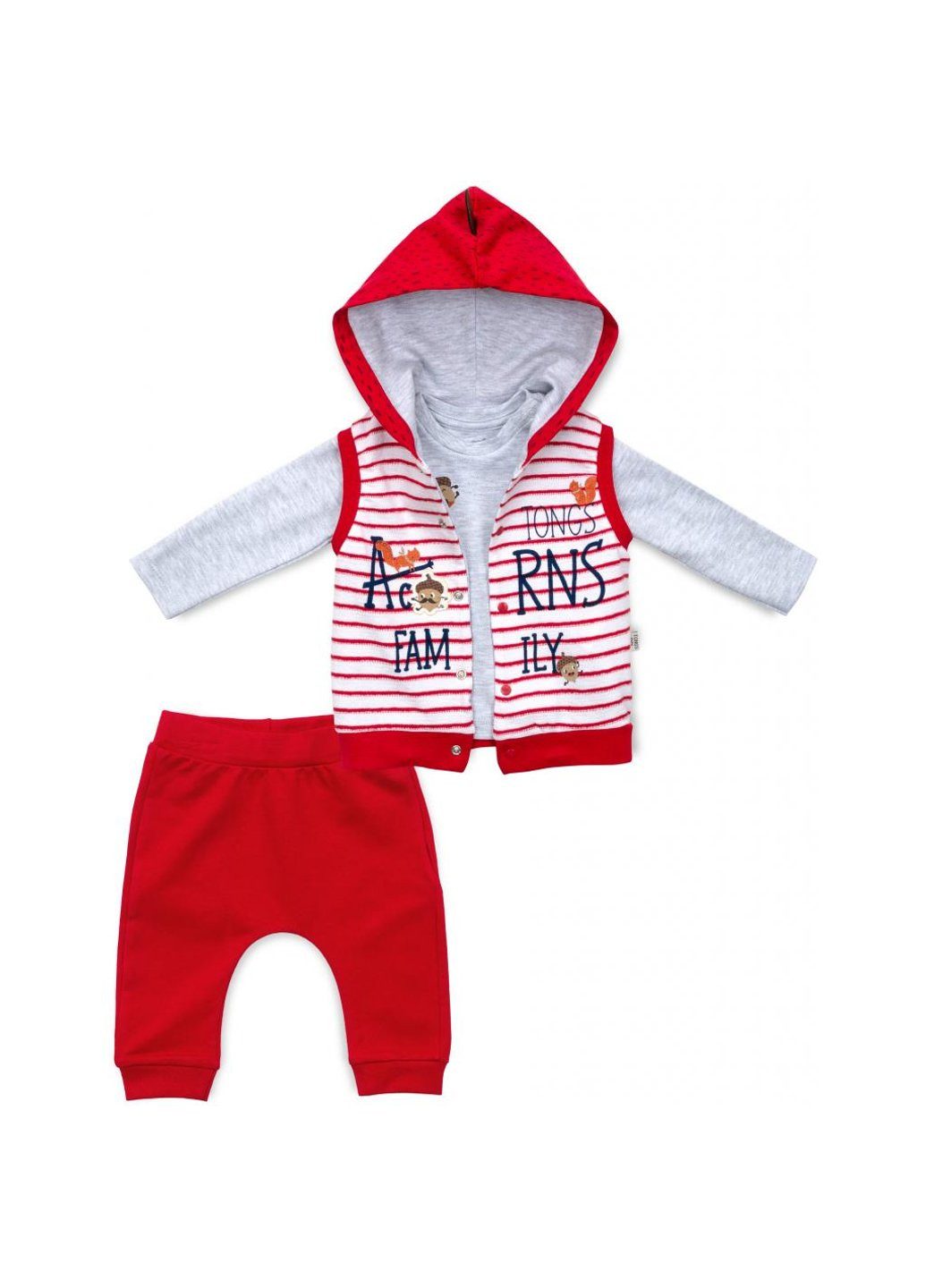 Червоний демісезонний набір дитячого одягу із жилетом (2824-80b-red) Tongs