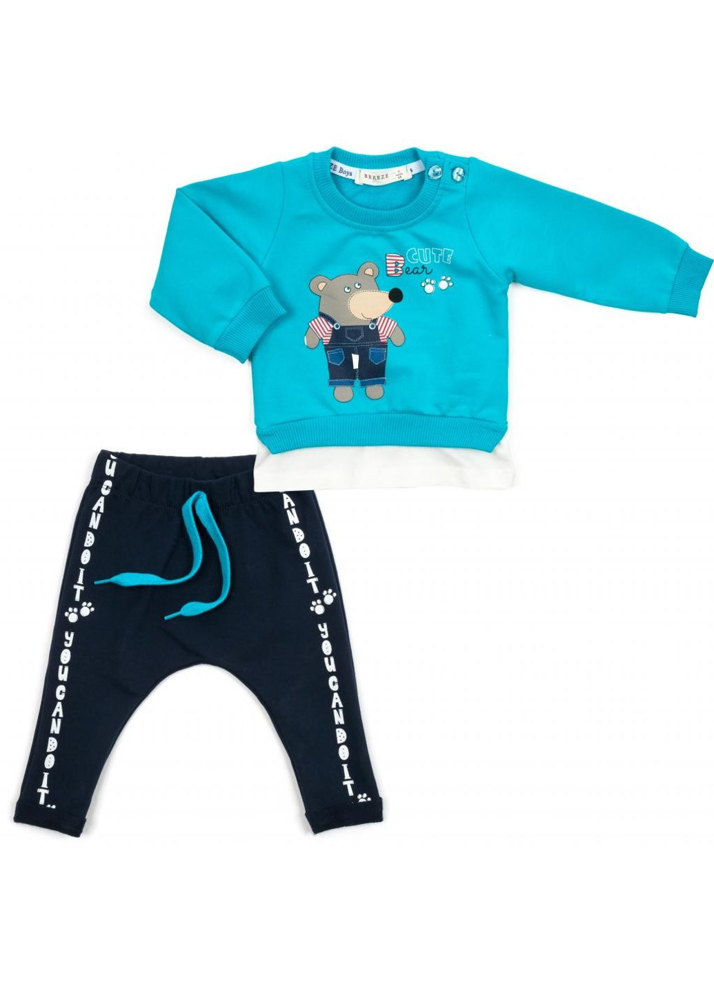 Блакитний демісезонний набір дитячого одягу з ведмедиком (14675-68b-blue) Breeze