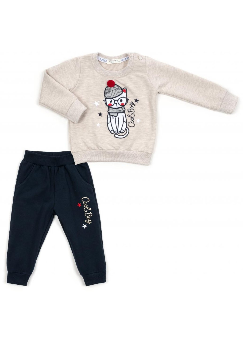Бежевый демисезонный набор детской одежды с котиком (14725-80b-beige) Breeze