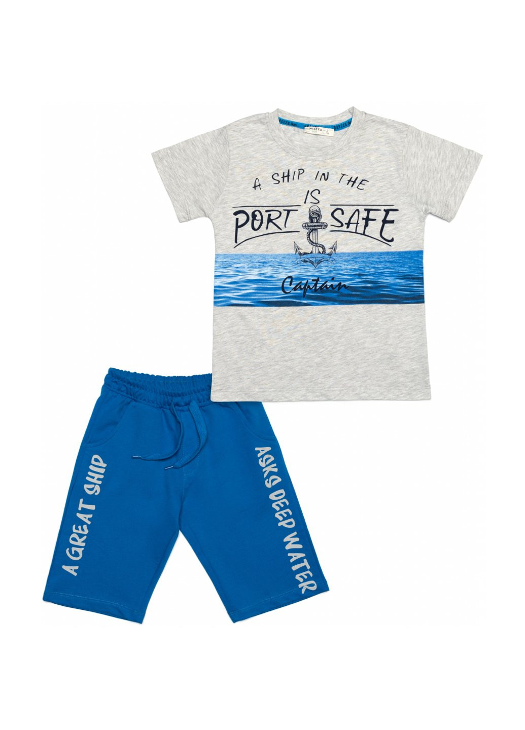 Блакитний демісезонний набір дитячого одягу з якорем (14386-110b-blue) Breeze