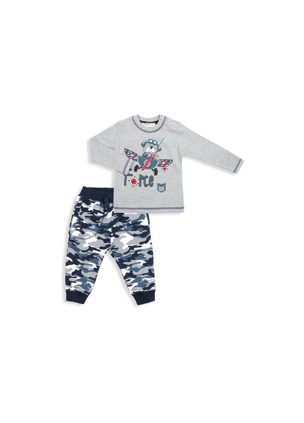 Сірий демісезонний набір дитячого одягу з ведмедиком (9479-74b-gray) Breeze