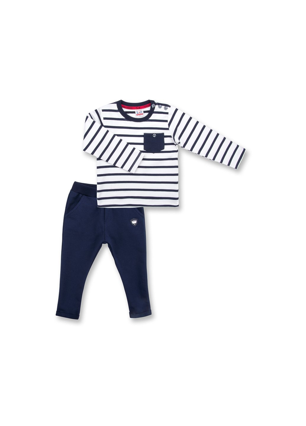 Блакитний демісезонний набір дитячого одягу в смужку та з кишенькою (8999-74b-blue) E&H