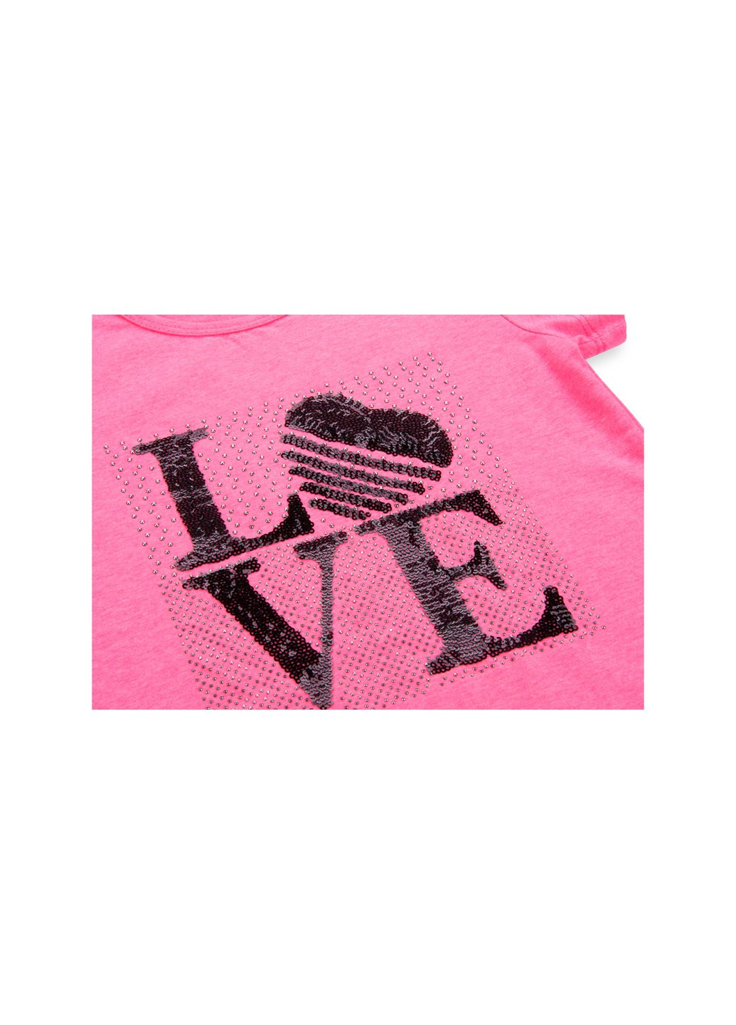 Комбінований літній набір дитячого одягу з написом "love" з паєток (8307-134g-pink) Breeze