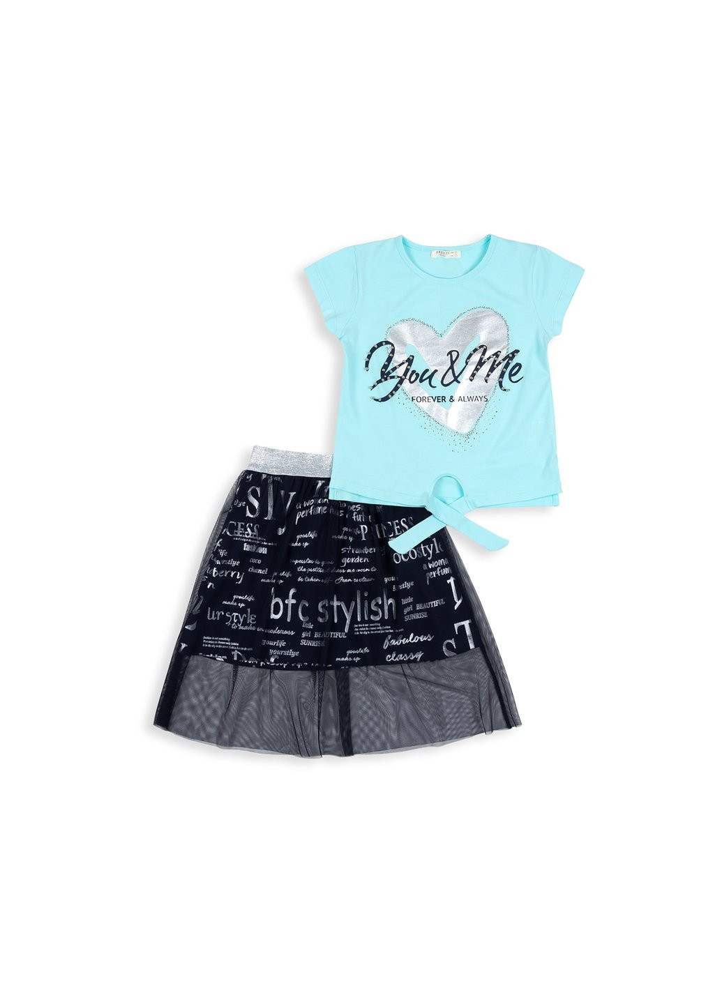 Комбинированный летний набор детской одежды с сердцем (12143-128g-blue) Breeze