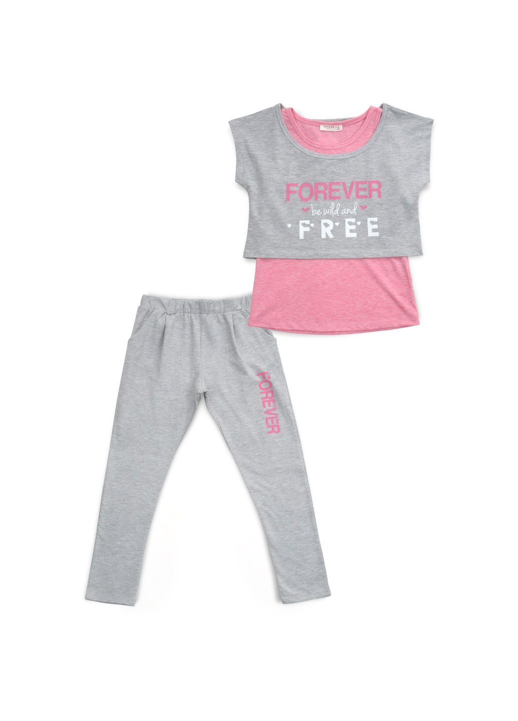 Комбінований демісезонний набір дитячого одягу "forever" (14586-140g-pink) Breeze