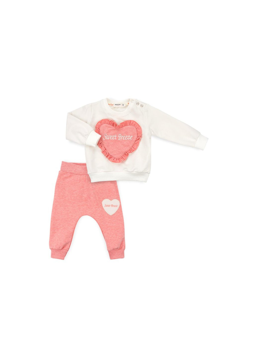 Комбинированный демисезонный набор детской одежды с сердечком и оборочкой (11261-80g-peach) Breeze