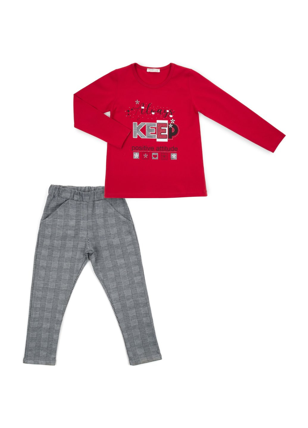 Комбинированный демисезонный набор детской одежды "always keep positive attitude" (13591-134g-red) Breeze