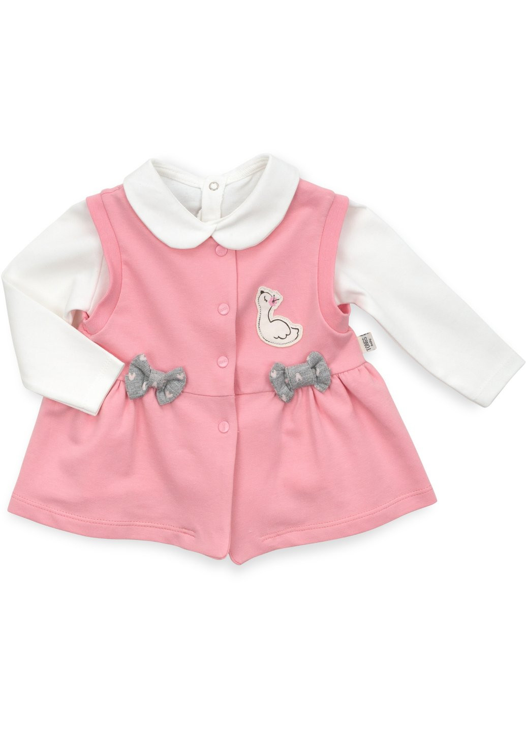 Комбинированный демисезонный набор детской одежды с бантиками (2624-68g-pink) Tongs