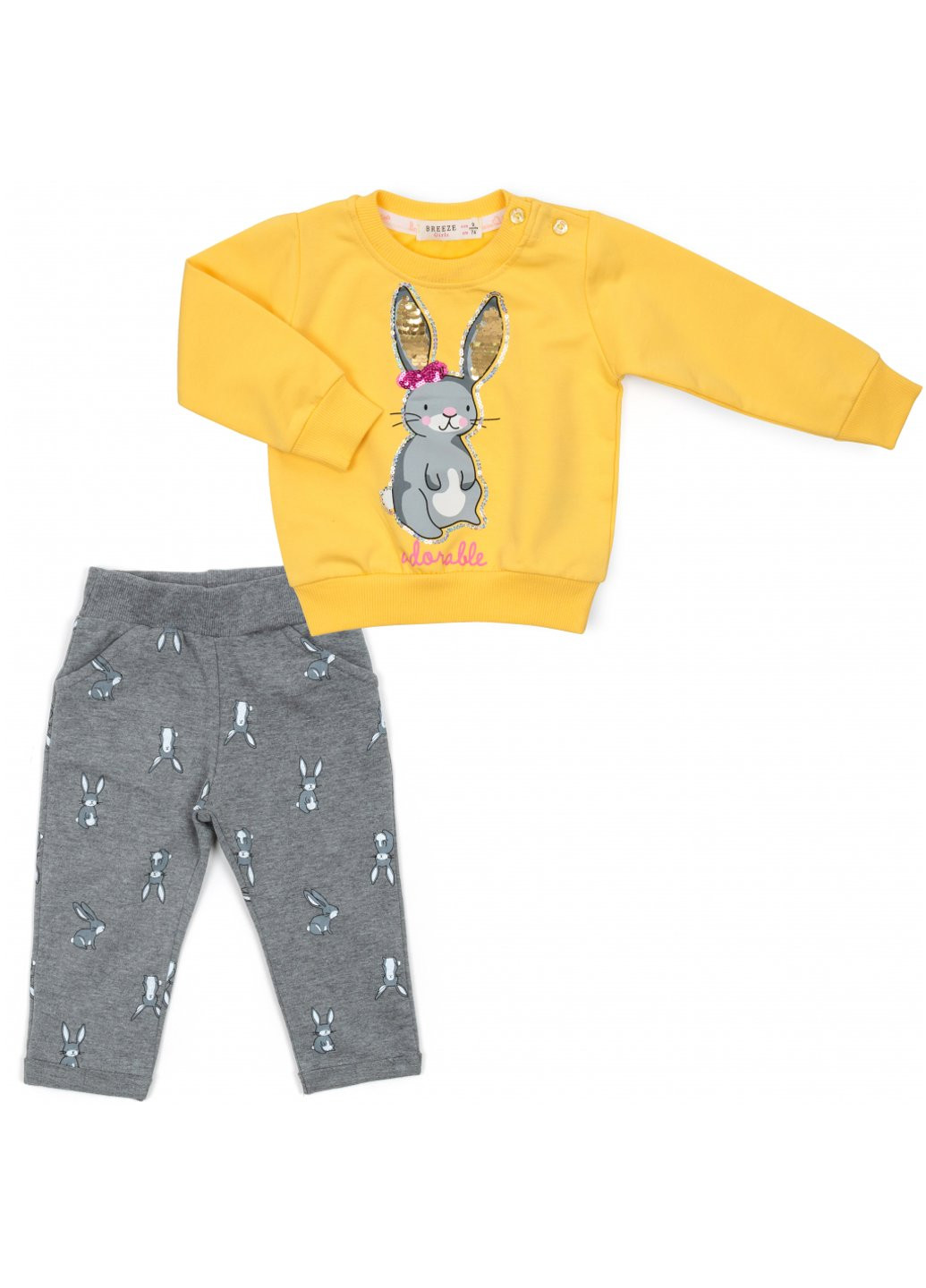 Комбинированный демисезонный набор детской одежды с зайчиком (16672-92g-yellow) Breeze
