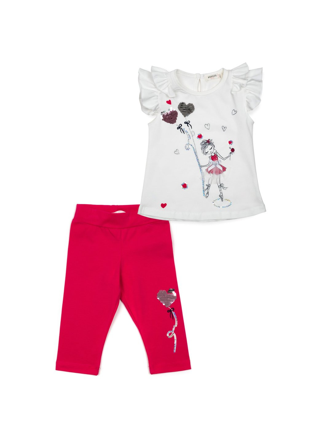 Комбинированный летний набор детской одежды с балеринкой (13730-110g-cream) Breeze
