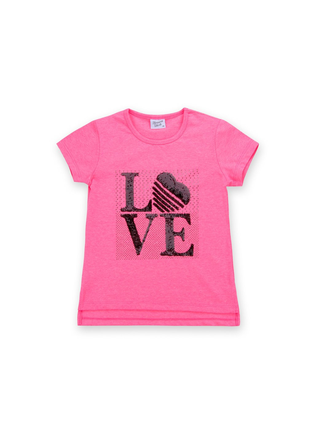 Комбінований літній набір дитячого одягу з написом "love" з паєток (8307-116g-pink) Breeze