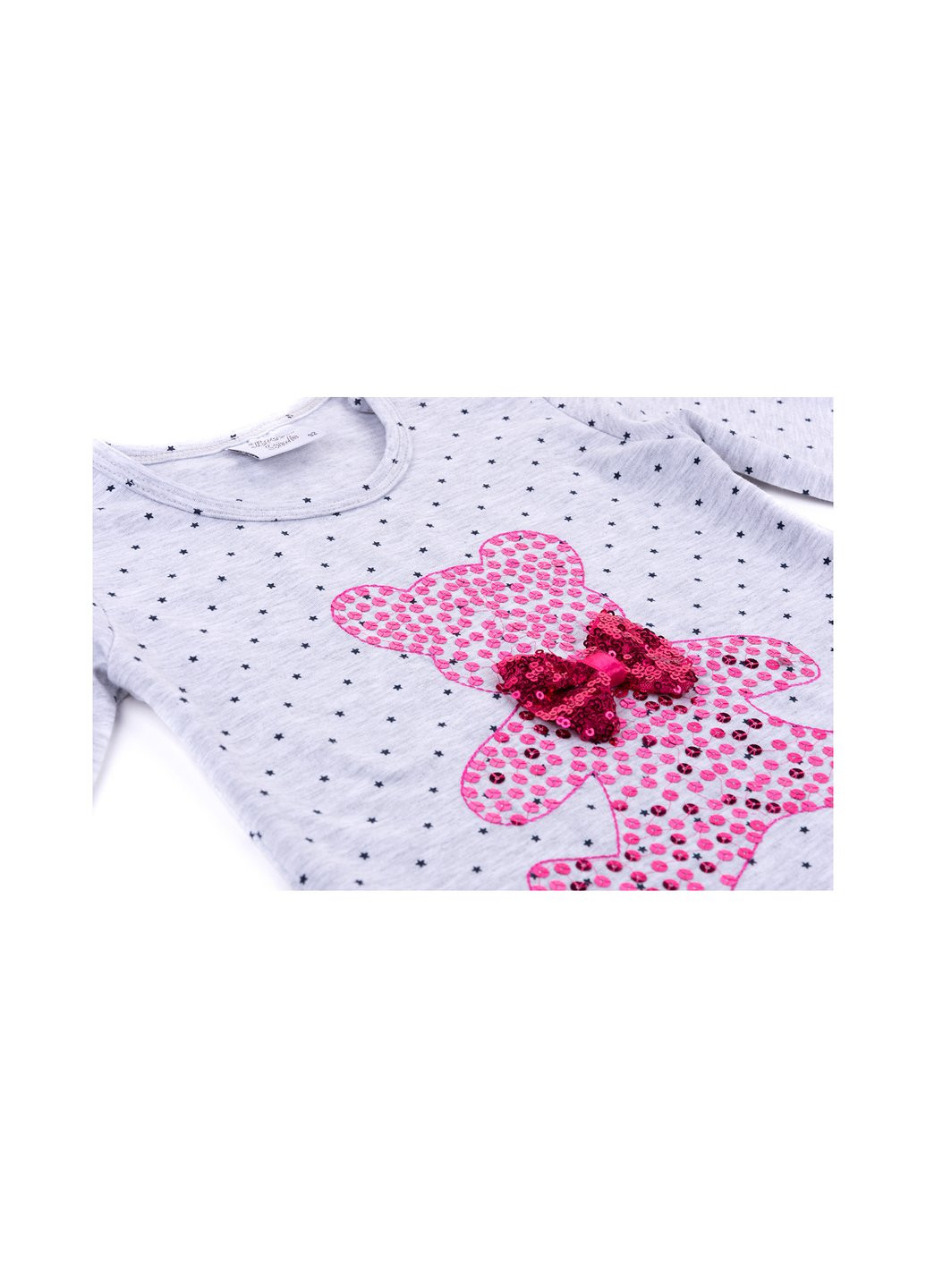 Комбинированный демисезонный набор детской одежды с мишкой из пайеток (9584-110g-gray) Breeze