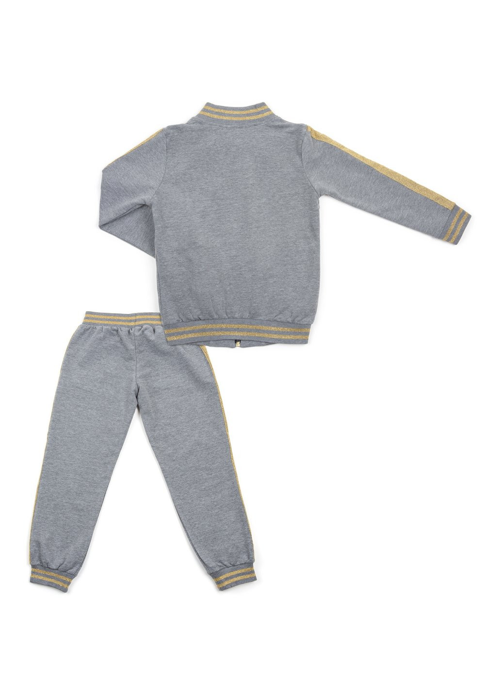 Комбінований демісезонний набір дитячого одягу із золотими лампасами (12986-134g-gray) Breeze