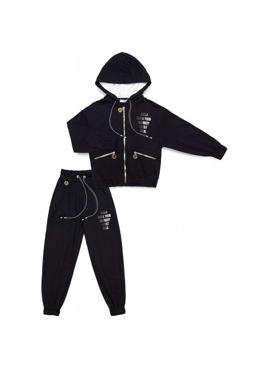 Спортивний костюм з капюшоном (7050-146G-black) A-yugi (257140323)