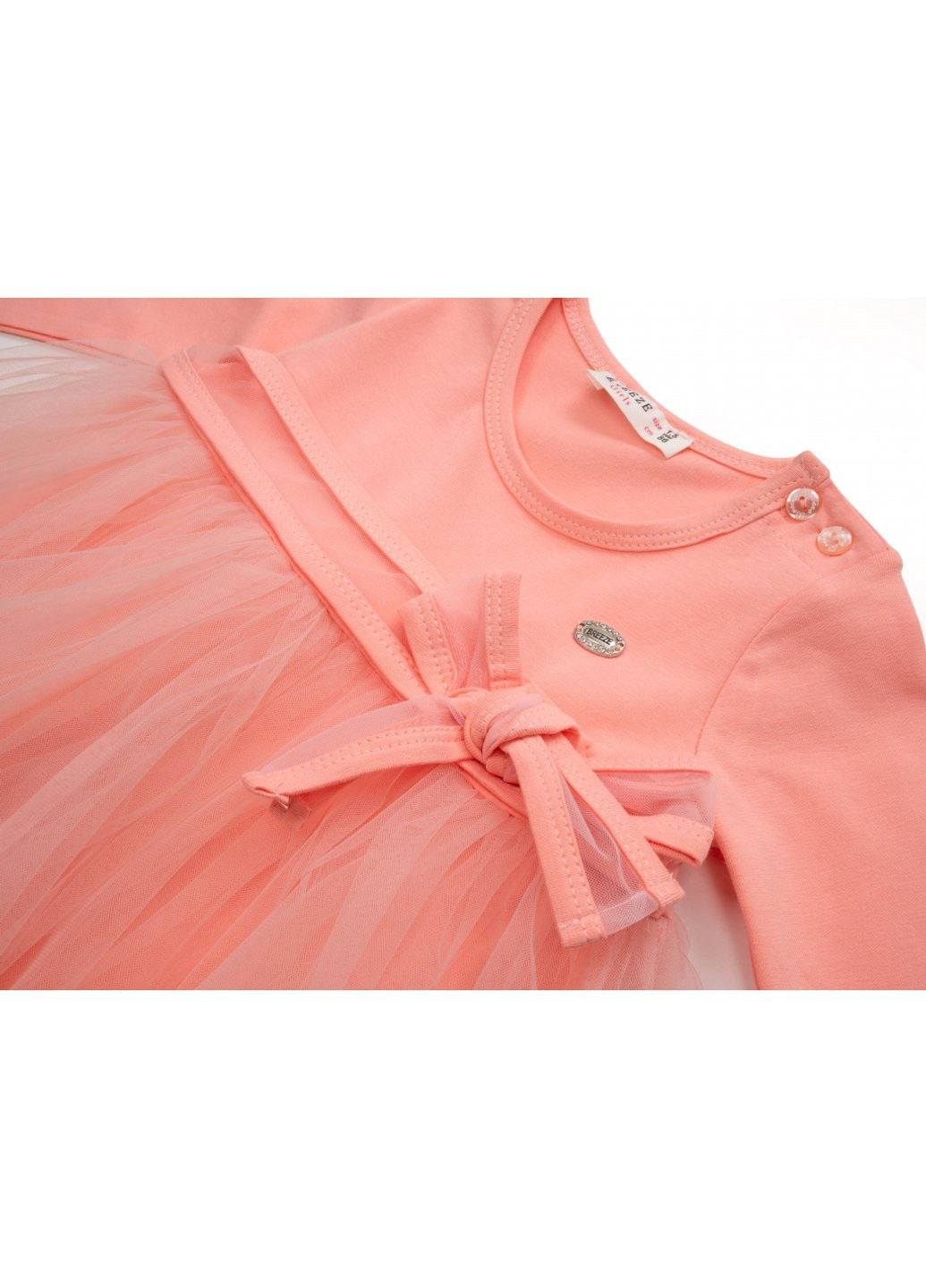 Персиковое платье с фатиновой юбкой (12302-92g-peach) Breeze (257140033)