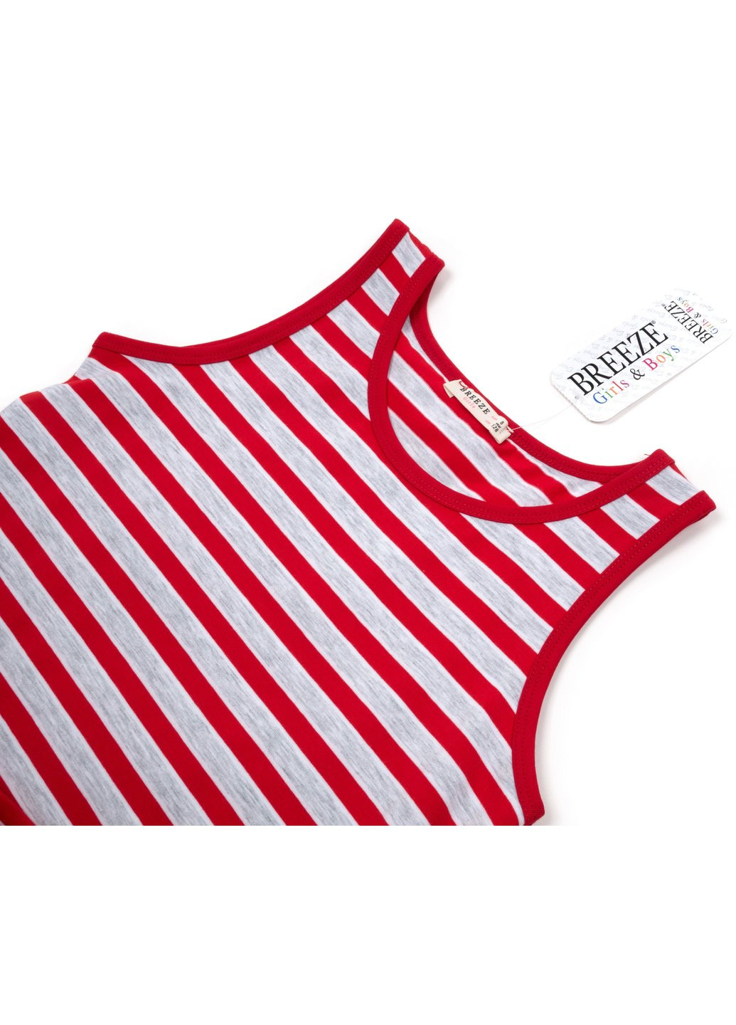 Красное платье в полоску с топом (12358-128g-red) Breeze (257142087)
