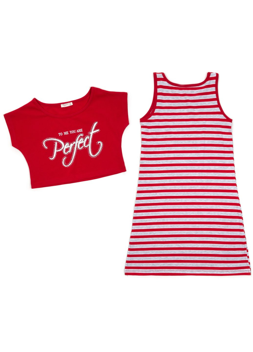 Червона сукня в смужку з топом (12358-128g-red) Breeze (257142087)