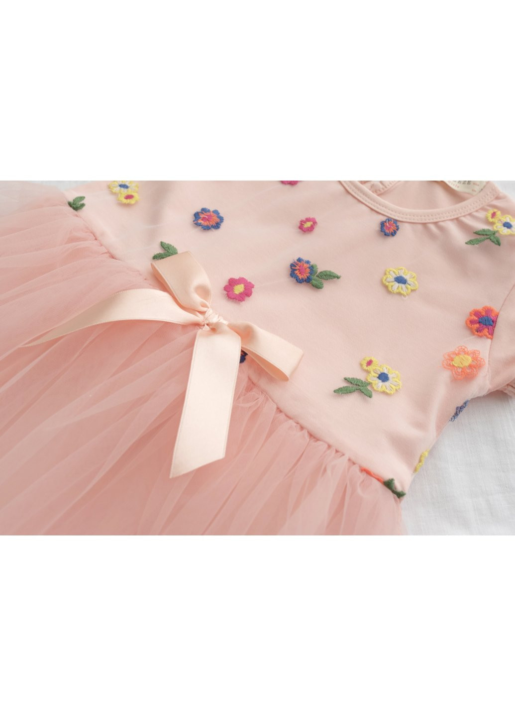 Персиковое платье с фатиновой юбкой (17149-128g-peach) Breeze (257142699)