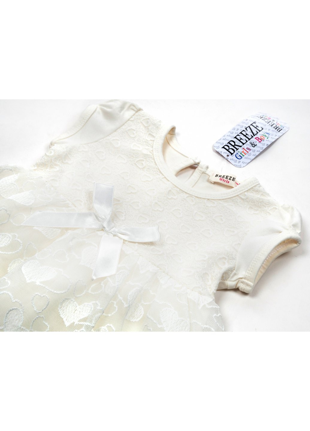 Комбинированное платье с сердечками (14581-104g-cream) Breeze (257140162)