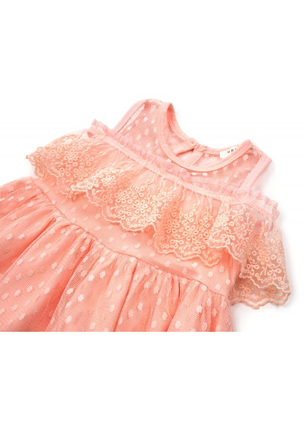 Персиковое платье с кружевом (14316-98g-peach) Breeze (257141351)