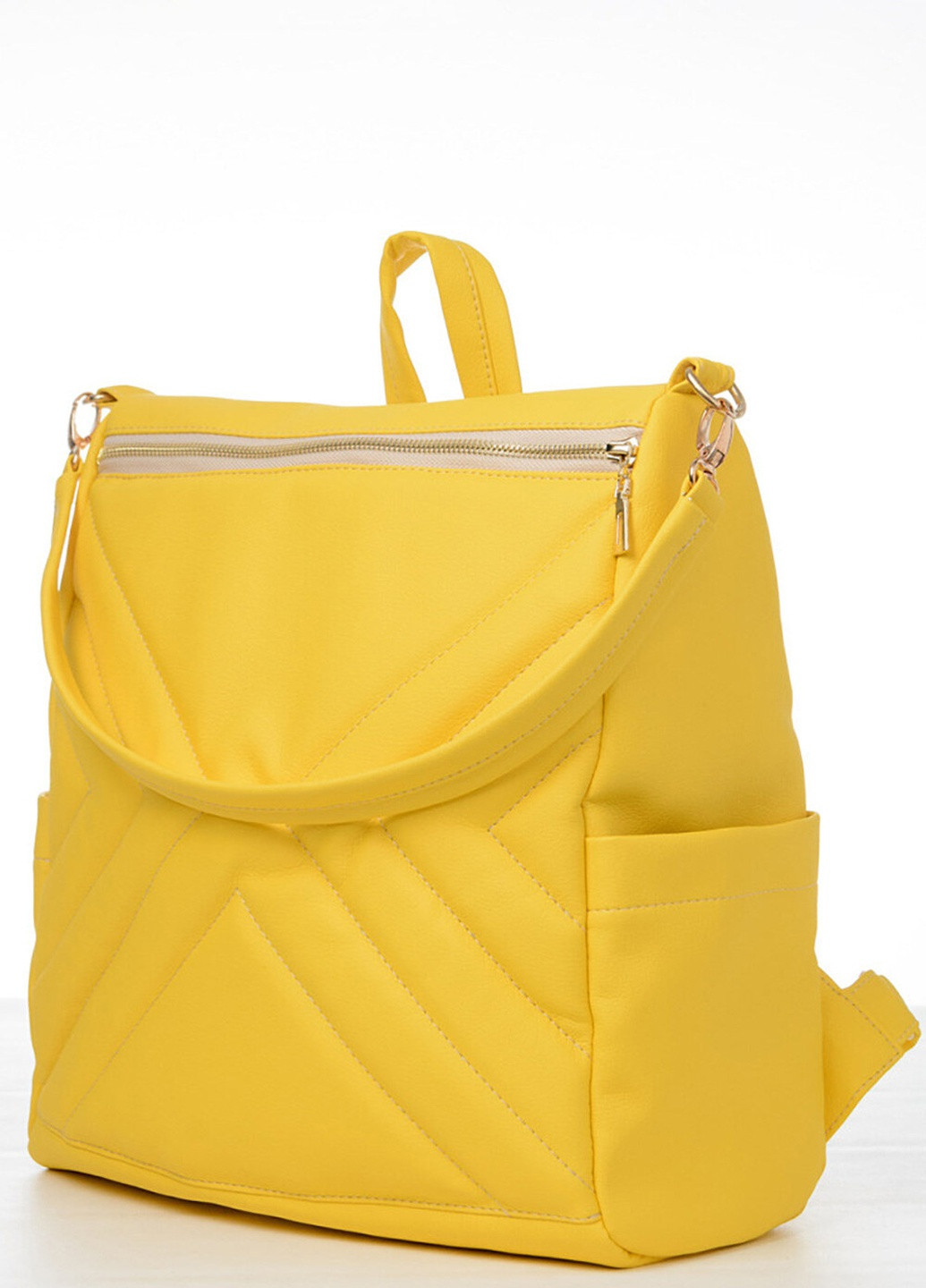 Жіночий рюкзак-сумка Trinity строчений жовтий Sambag (257154000)