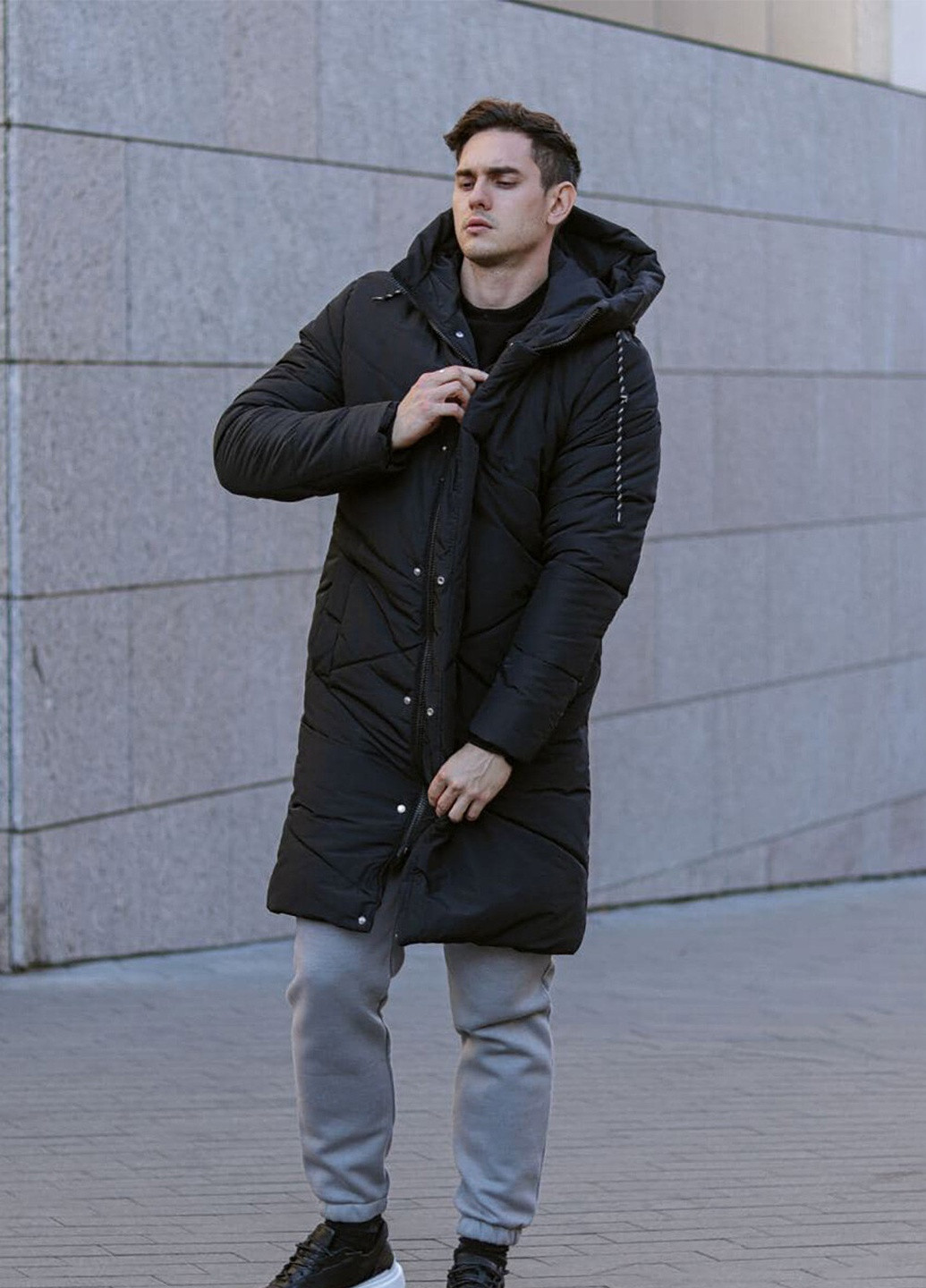 Черная зимняя мужская зимняя куртка парка стебана .vidlik geometry с капишоном черная VDLK