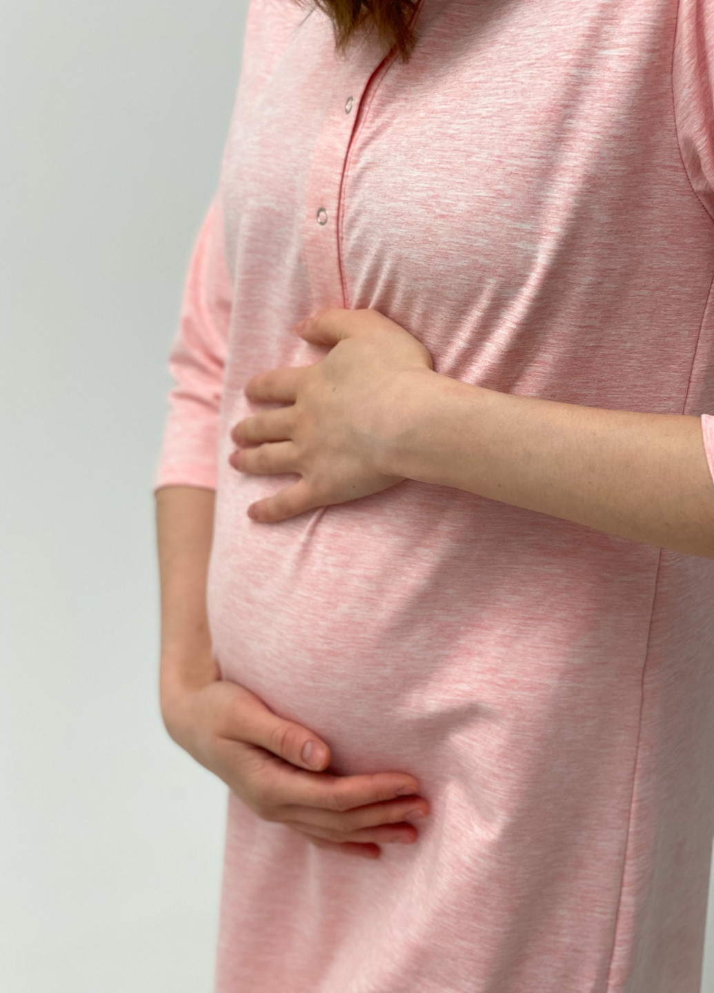 Нічна сорочка рукав 3/4 для вагітних та годування, рожевий меланж Koko boutique (257160376)