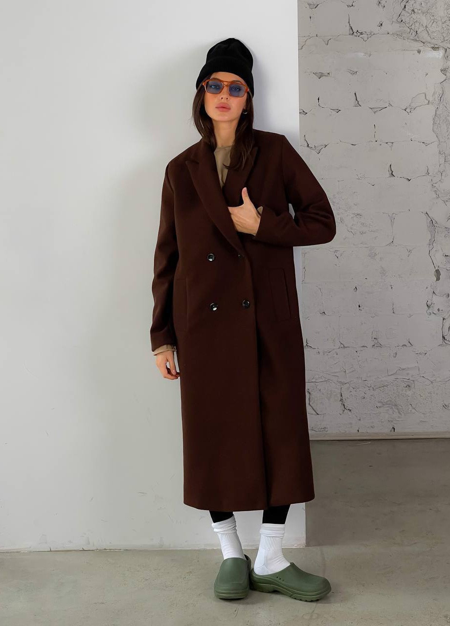 Коричневое демисезонное Пальто прямое на 4 пуговицах ZF inspire