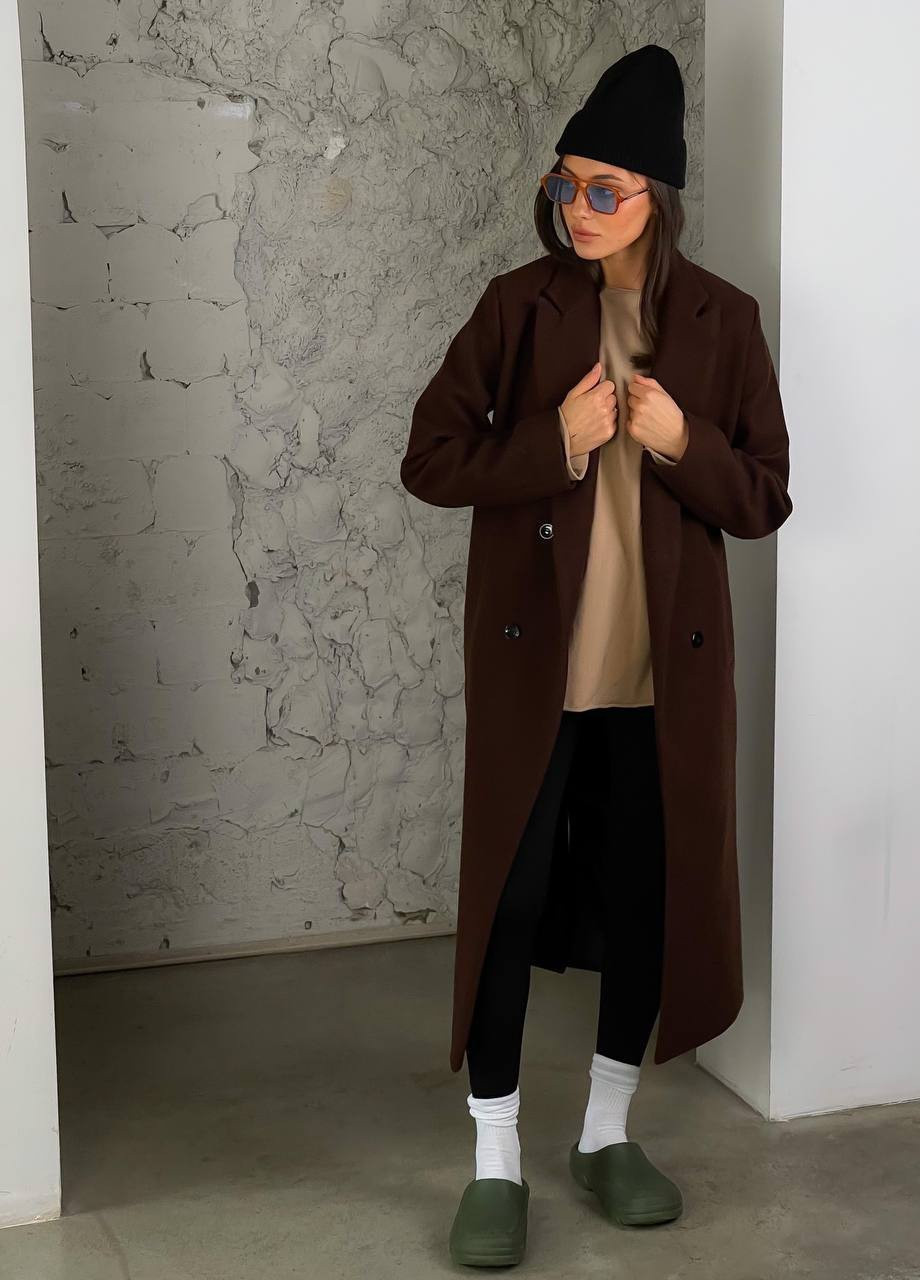 Коричневое демисезонное Пальто прямое на 4 пуговицах ZF inspire