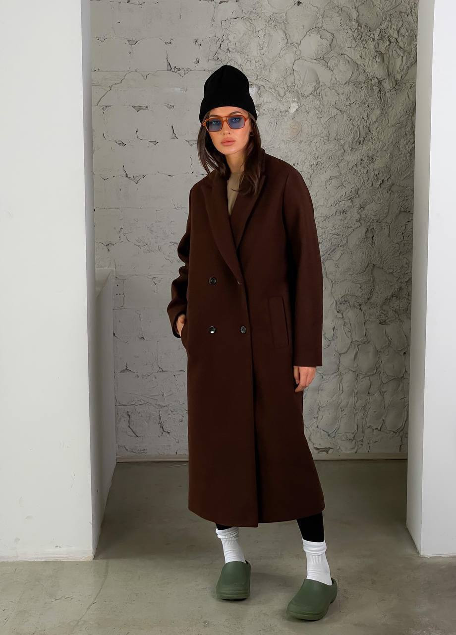 Коричневое демисезонное Пальто прямое на 4 пуговицах ZF inspire