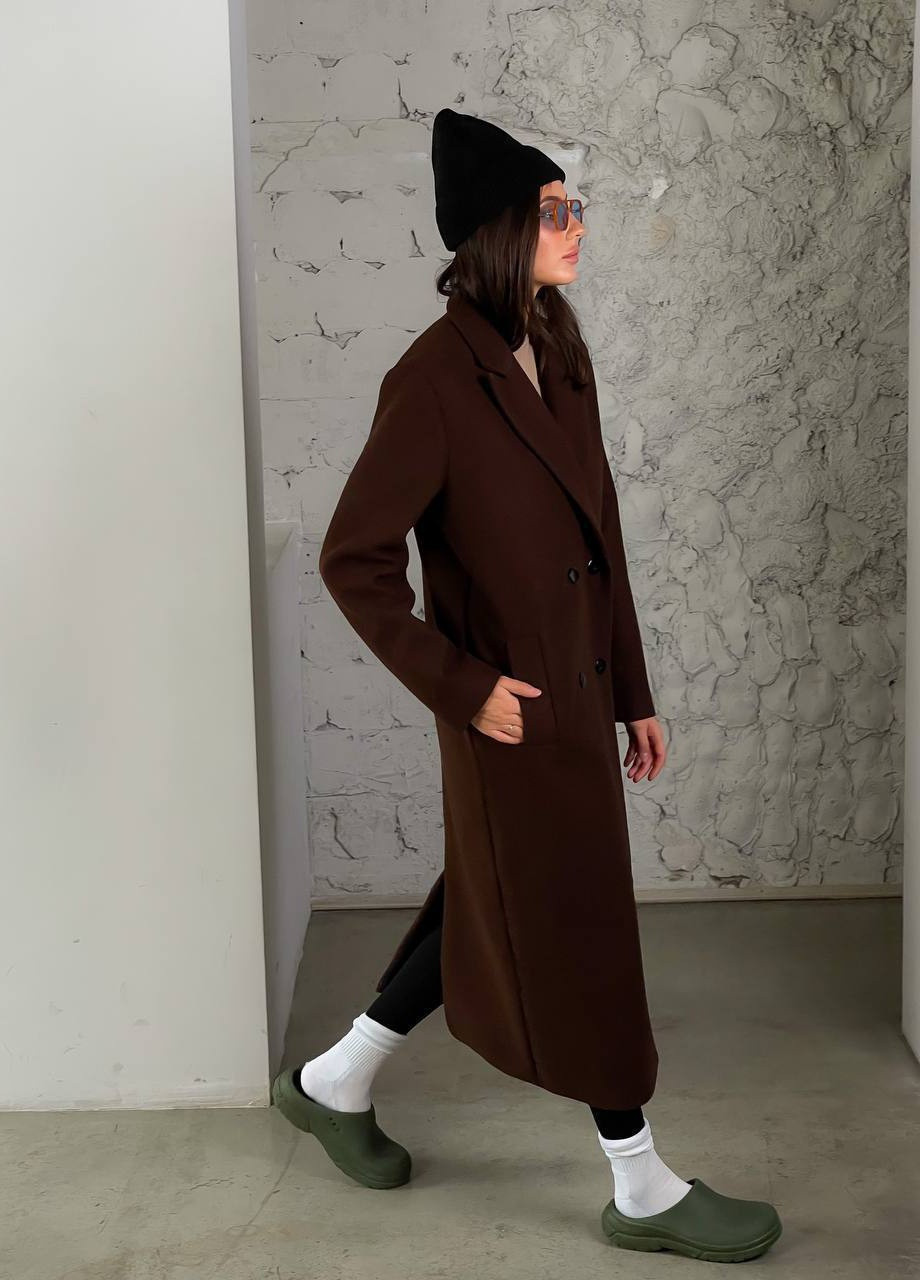 Коричневое демисезонное Пальто прямое на 4 пуговицах ZF inspire